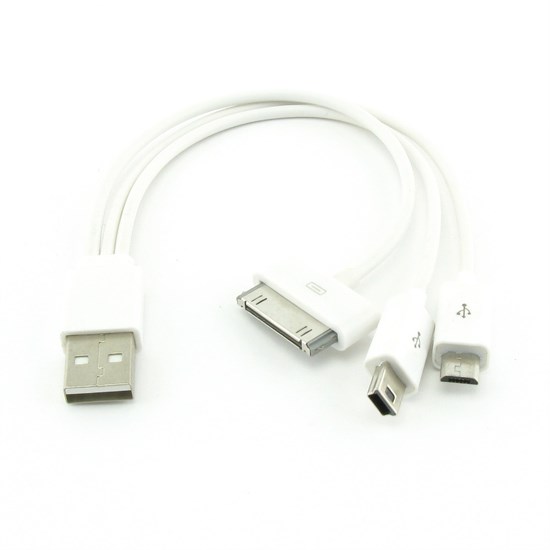 Кабель USB A(m) -> mini-USB, micro-USB, iPhone4 0.2м 29467 - фото 10556