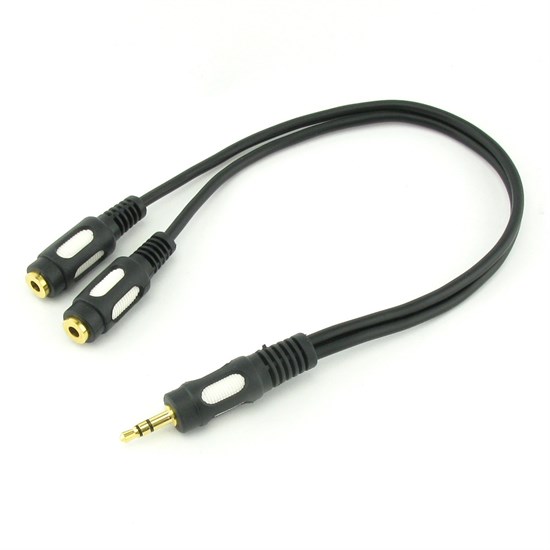 Переходник jack 3.5 мм (M) - 2 x jack 3.5 мм (F) Luxmann 0,3м  BK<422-051-1> 12086 - фото 10626