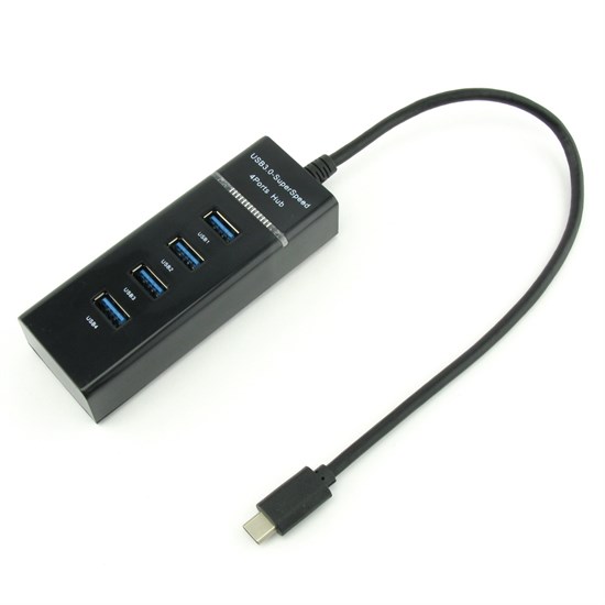 USB 3.1 Type-C Hub 4 port USB 3.1, LED, черный 32884 - фото 10656