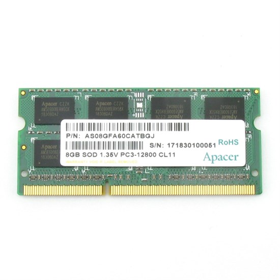 SO-DIMM DDR3 8GB PC3-12800 DDR3-1600 Apacer DV.08G2K.KAM (AS08GFA60CATBGJ) 1.35V 33125 - фото 10994