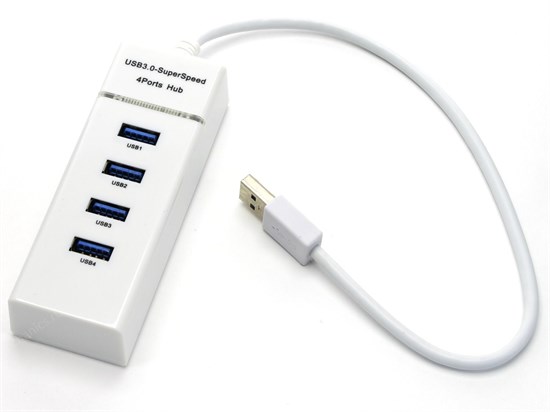USB 3.0 Hub 4 port пассивный, LED, белый (303) 33155 - фото 11071