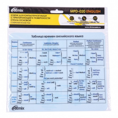 Коврик для мыши Ritmix MPD-020 English (220х180x1мм) 33196 - фото 11172