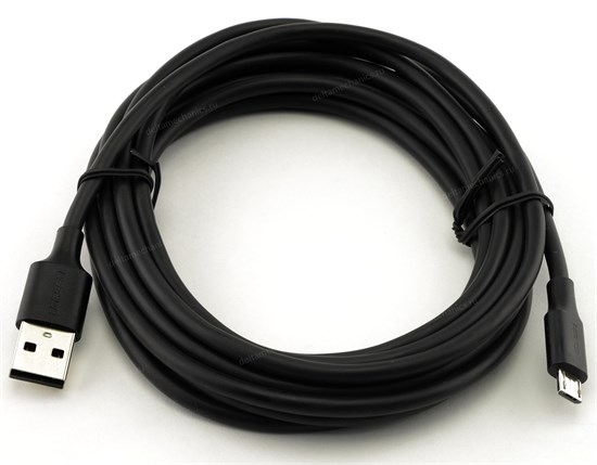 Кабель USB A --> Micro USB 5P (B) 3.0м (USB 2.0) Ugreen, 2.4A, черный (60827) 34547 - фото 12924