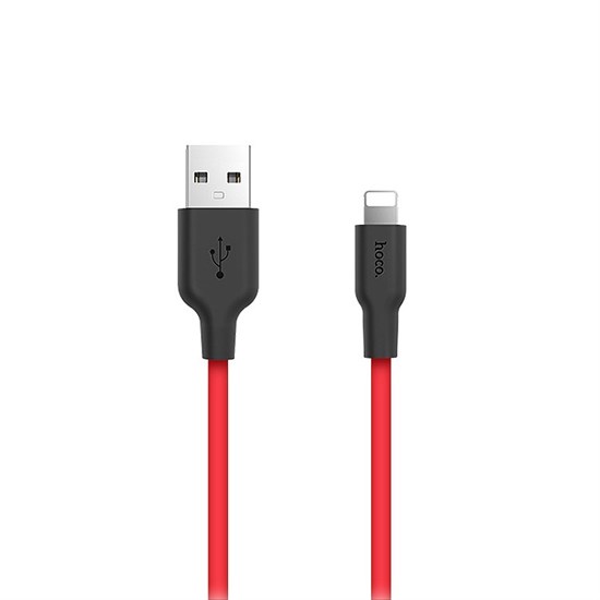 Кабель USB A --> Lightning 8pin (m) 1.0м для Apple, hoco X21, черно-красный, силиконовая оплетка 34903 - фото 13177