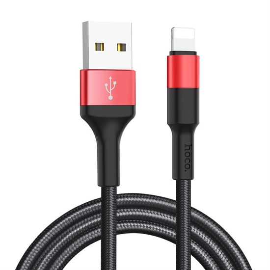 Кабель USB A --> Lightning 8pin (m) 1.0м для Apple, hoco X26, черно-красный 34906 - фото 13179