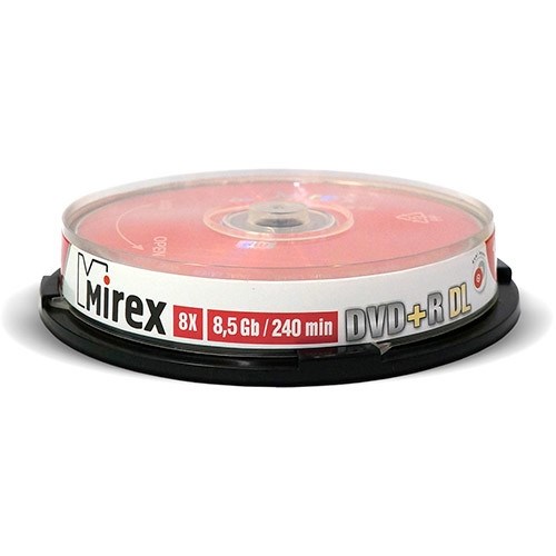 DVD+R 8.5GB (Double Layer) Mirex 8x (упаковка 10шт., на шпинделе), printable 20137 - фото 13313