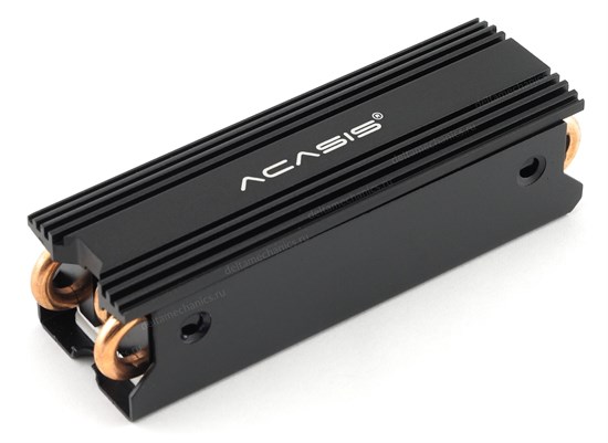 Радиатор для M.2 2280 SSD ACASIS SSD-P2A (Al+Cu, heatpipes, черный, 110г) 35032 - фото 13840