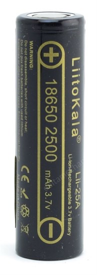 Аккумулятор 18650 Liitokala Lii-25A, незащищенный, 2500mAh 3.7V, Li-Ion, 1шт. 34354 - фото 13990