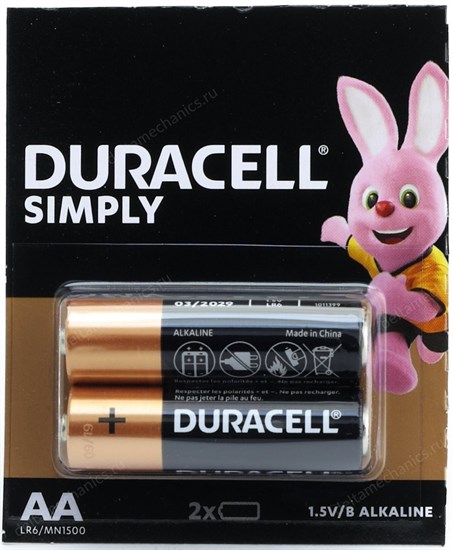 AA (LR06) Duracell Basic MN1500, 1.5V, упаковка 2шт. 35076 - фото 14002