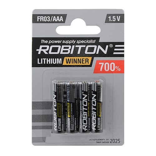 AAA (FR03) ROBITON R-FR03-BL4, 1.5V, lithium (уп. 4шт.) 33494 - фото 14033