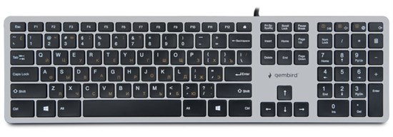 Клавиатура Gembird KB-8420, серебристая, 109кл., с ножничным механизмом, USB, кабель 1.5 м 35520 - фото 14620