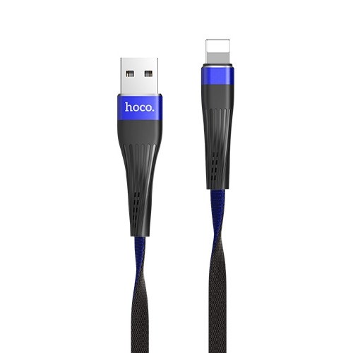 Кабель USB A --> Lightning 8pin (m) 1.2м для Apple, hoco U39 сине-чёрный 35539 - фото 14681