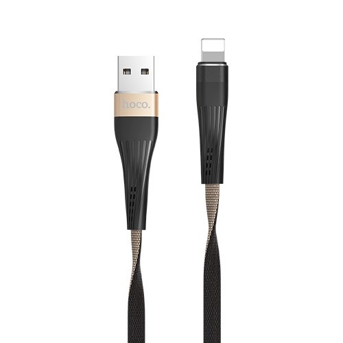 Кабель USB A --> Lightning 8pin (m) 1.2м для Apple, hoco U39 чёрно-золотой 35537 - фото 14683