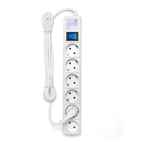 Сетевой фильтр Power Cube 5+1 розеток, 3.0м, белый (16A, макс. нагрузка 3.5 кВт) SPG(5+1)-16B-3М 34202 - фото 14783