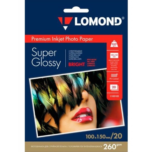 Бумага Lomond A6 10х15 см, Глянцевая, 260г/м2 20л. "Супер Глянцевая" 2400dpi (1103102) 7479 - фото 15006