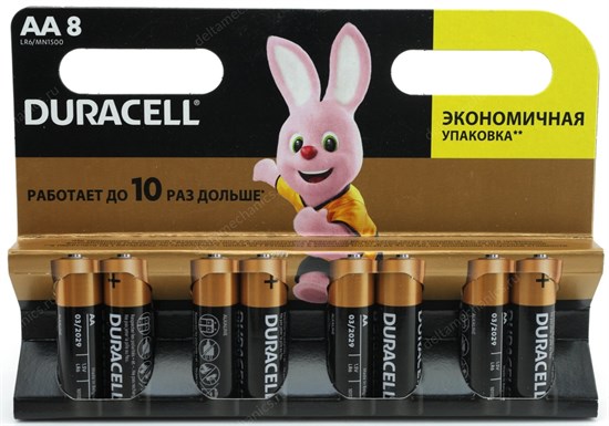 AA (LR06) Duracell Basic MN1500, 1.5V, упаковка 8шт. 35573 - фото 15213