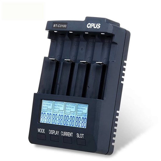 Зарядное устройство Opus BT-C3100 V2.2 (для 4 акк. АА/AAA/C/26650/18650/14500 и др.) NiCd/NiMh/Li-Ion, 220В+А/М 12В 35953 - фото 15343