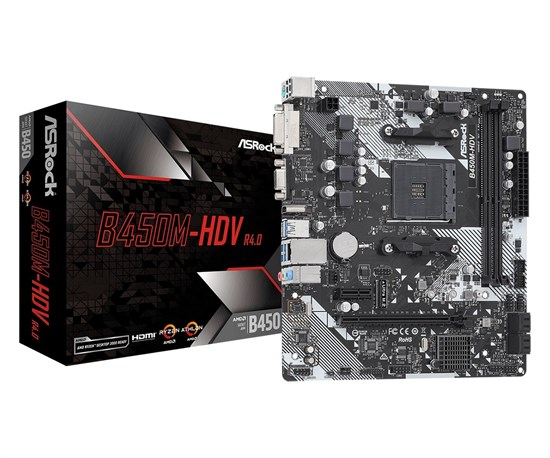 Socket AM4 ASRock B450M-HDV R4.0 (AMD B450, 2xDDR4, 4xSATA-3, 6xUSB 3.1, DSUB/DVI/HDMI, GLAN, mATX) 36038 - фото 15604