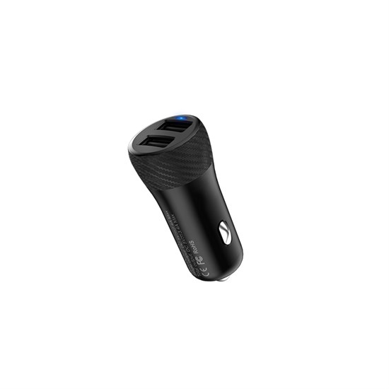 Зарядное устройство а/м 12V -> USB 5V hoco Z21 2xUSB, 3400mA, чёрное 35778 - фото 16004