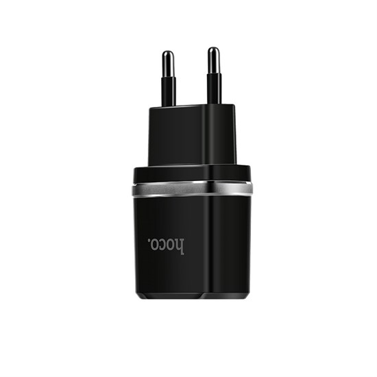 Зарядное устройство 220V -> USB 5V hoco C12 2xUSB, 2400mA, чёрное 35782 - фото 16017