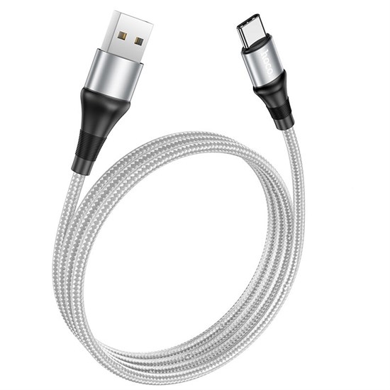 Кабель USB A --> Type-C (M) 1.0м (USB 2.0) hoco X50, серый, в оплётке, 3A 35845 - фото 16065
