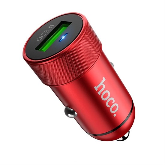 Зарядное устройство а/м 12V -> USB 5V hoco Z32 3000mA, QC3.0, металл, красное 36073 - фото 16118