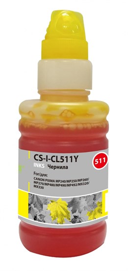Чернила для Canon CL-511 (MP240/ MP250/MP260/ MP270/ MP480) Yellow (100мл) Cactus 29596 - фото 16412