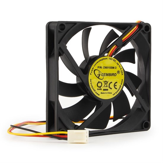 Вентилятор Gembird 80x80x15мм, питание 3-pin, на втулке, провод 30см (D8015SM-3) 36343 - фото 16734