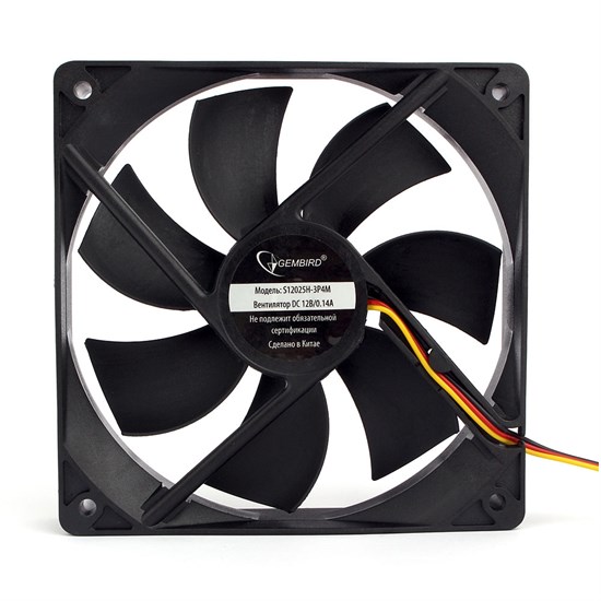 Вентилятор Gembird 120x120x25мм, 3-pin / 4-pin Molex, гидродинамический, 30см (S12025H-3P4M) 36402 - фото 16737