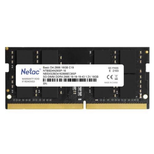 SO-DIMM DDR4 16GB PC4-21300 DDR4-2666 Netac Basic (NTBSD4N26SP-16) CL19 1.2V 36219 - фото 16844