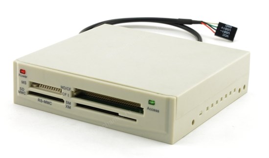 3.5" Internal USB 2.0 Card Reader Gembird  White 11683 - фото 16979