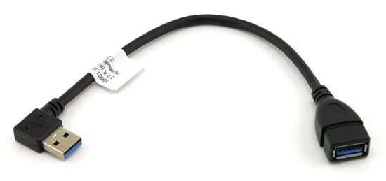 Удлинитель USB 3.0 A (m) (угловой 90гр. правый) - A (f) (прямой) 0.23м (0.17м) черный 35601 - фото 16985