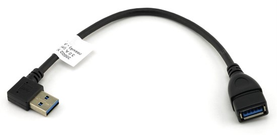 Удлинитель USB 3.0 A (m) (угловой 90гр. левый) - A (f) (прямой) 0.23м (0.17м) черный 35602 - фото 16986
