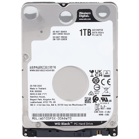 2.5" SATA 1 ТB WD Black (WD10SPSX), 7200rpm, 64MB, 7мм 36682 - фото 17164