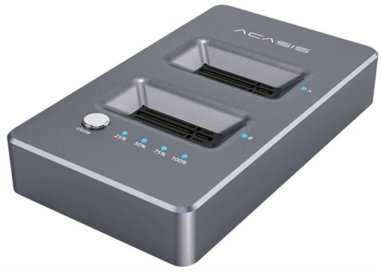 Док-станция для 2 x M.2 NVME SSD ACASIS M03 (Al, серый, режим Offline Cloner, USB-A + Type-C, б/п 5V4A) 36949 - фото 17974