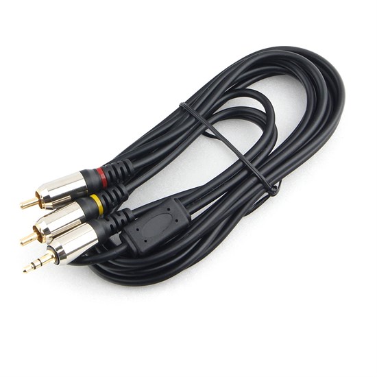 Кабель jack 3.5 мм (m) - 2xRCA (m) 3.0м чёрный, Cablexpert Pro (RCA-металл) 37174 - фото 18163