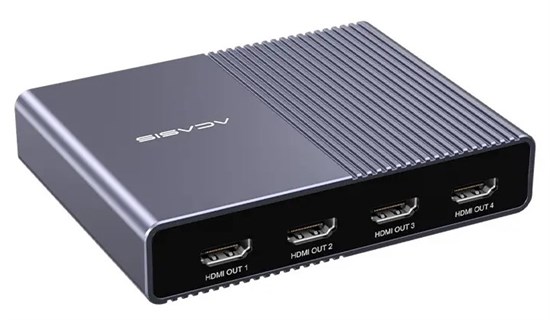 Переключатель HDMI, 2 входа -> 4 выхода, ACASIS AC-VS011 (4K@60Hz HDR, Al, б/п 12V 2A) 36985 - фото 18215