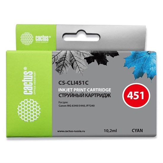 К-ж Canon CLI-451C Cyan (MG6340, MG5440, IP7240) Cactus 36287 - фото 18389