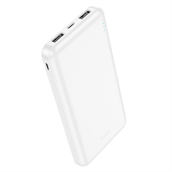 Портативный аккумулятор hoco J100 10000mAh, вх.: Micro-USB/USB-C, вых.: 2 x USB-Af, LED, белый 37342 - фото 18956