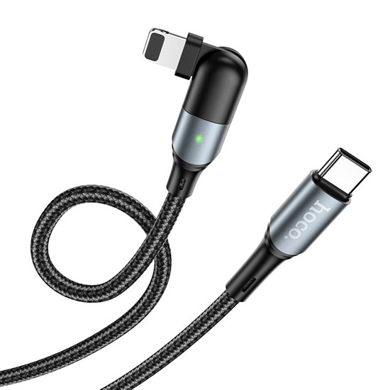 Кабель USB Type-C (M) --> Lightning 8pin (m) 1.2м для Apple, hoco U100, черный, PD 20W 37365 - фото 19168