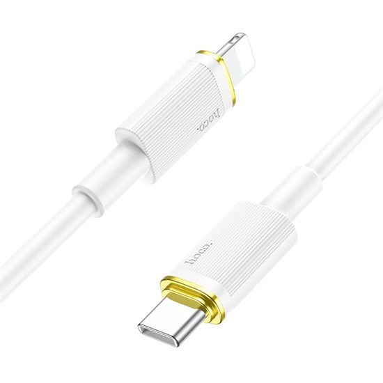 Кабель USB Type-C (M) --> Lightning 8pin (m) 1.2м для Apple, hoco U109, белый, 2.4A 37366 - фото 19171
