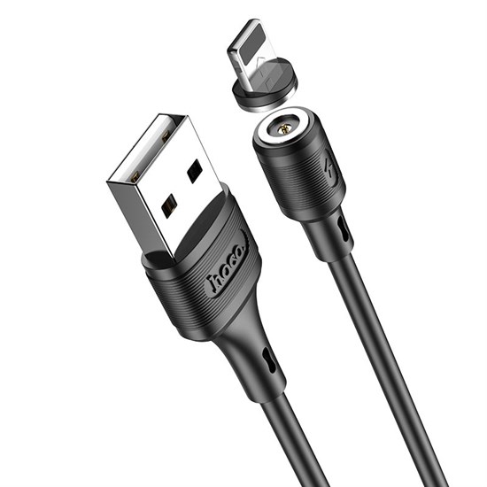 Кабель USB A --> Lightning 8pin (m) 1.0м для Apple, hoco X52, магнитный разъём, чёрный 37379 - фото 19206