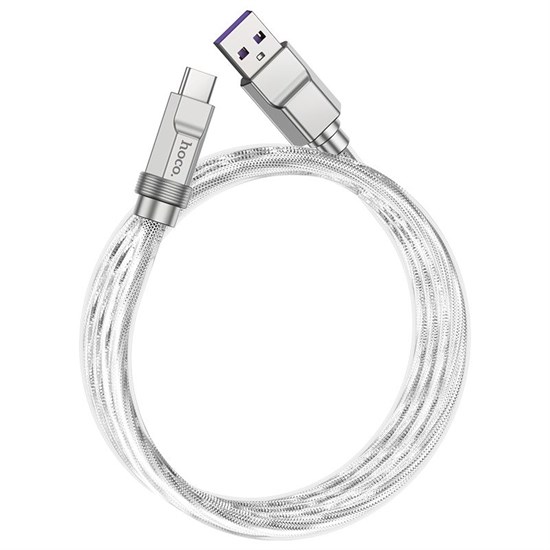 Кабель USB A --> Type-C (M) 1.0м (USB 2.0) hoco U113, серебристый, 6A, PD100W 37387 - фото 19220