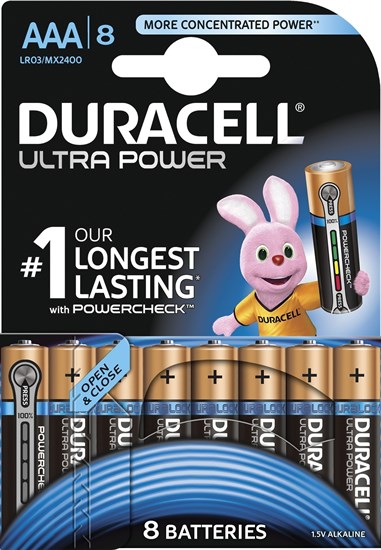 AAA (LR03) Duracell Ultra Power, 1.5V, упаковка 8шт. 37099 - фото 19332