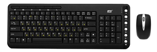 Клавиатура+мышь BTC 6309URF Black, Cordless Optical, slim, USB 20838 - фото 6086