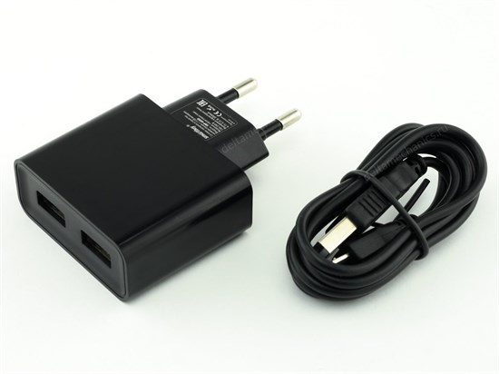 Зарядное устройство 220V -> USB 5V SmartBuy SBP-6050, 2xUSB, 3000mA, черный + кабель microUSB 32378 - фото 8242