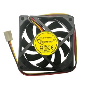 Вентилятор Gembird 70х70x15мм, питание 3-pin, на втулке, провод 30см (D7015SM-3) 19160
