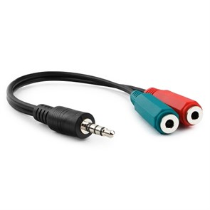 Переходник jack 3.5 мм (4pole) (m) - jack 3.5 мм(стерео)(f) + jack 3.5 мм(моно)(f) микрофон, 20см, черный 28832