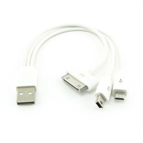 Кабель USB A(m) -> mini-USB, micro-USB, iPhone4 0.2м 29467