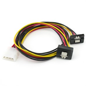 Переходник питания Molex 4-pin ->2SATA с защелкой, угл. разъем, 0.46м (KC-246) 29812